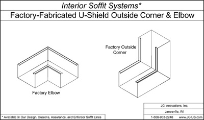 Interior Soffit Systems Factory-Fabricated U-Shield Outside Corner and Elbow